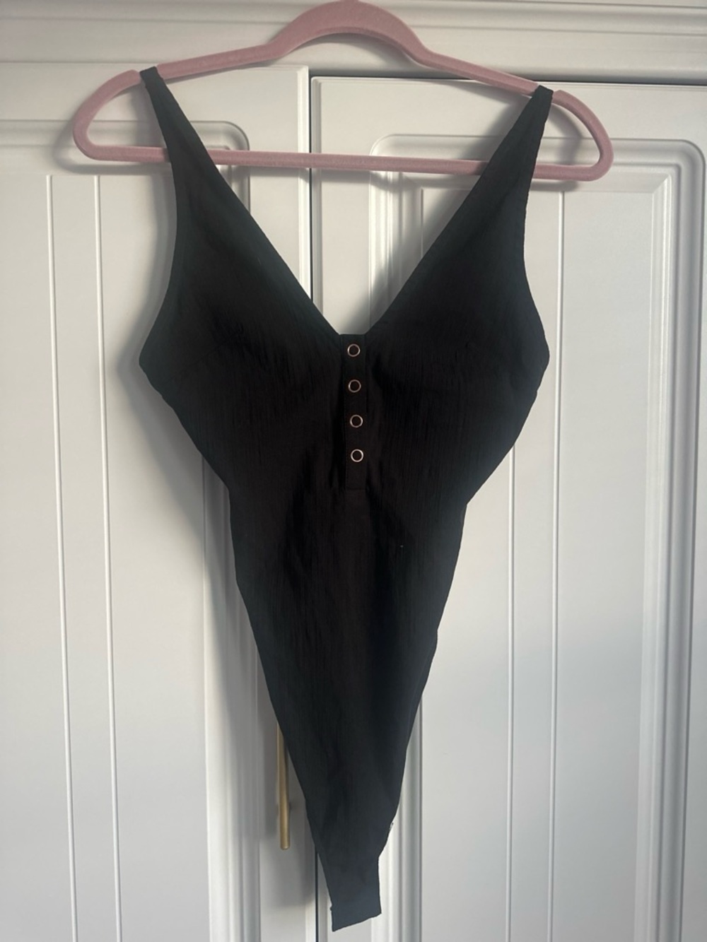NWOT Free People Black Intimately V-Neck Button Front Bodysuit
